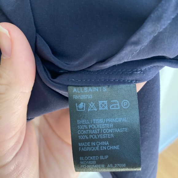 All Saints Block Slip Dress Fitted Blue and Black Size US 6 - Picture 4 of 6